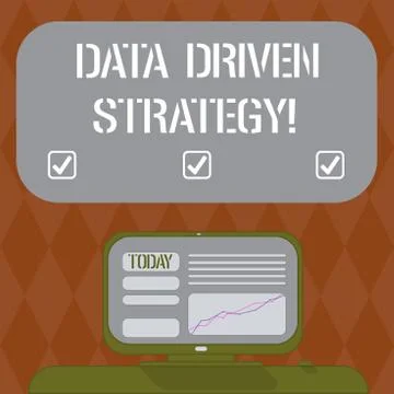 Writing note showing Data Driven Strategy. Business photo showcasing decisions 스톡 일러스트