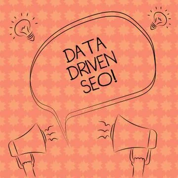 Writing note showing Data Driven Seo. Business photo showcasing Search engine Stock Illustration