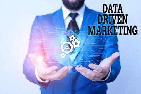 Writing note showing Data Driven Marketing. Business photo showcasing Strategy Stock Photos