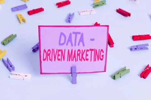 Writing note showing Data driven Marketing. Business photo showcasing process by Stock Photos
