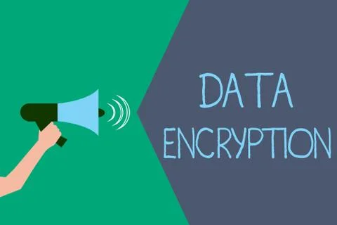 Writing note showing Data Encryption. Business photo showcasing Symmetric key Illustrazione stock