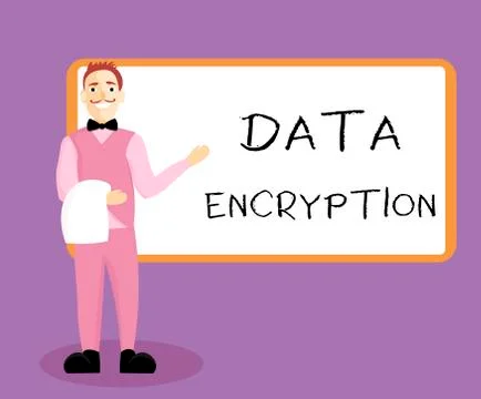 Writing note showing Data Encryption. Business photo showcasing Symmetric key Stock Illustration