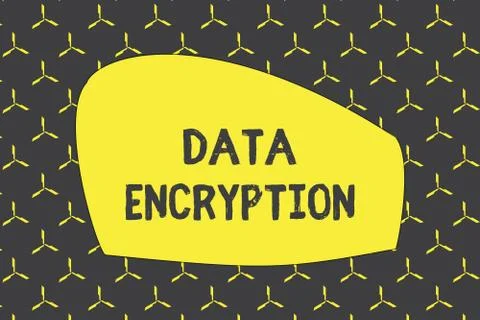 Writing note showing Data Encryption. Business photo showcasing Symmetrickey Illustrazione stock