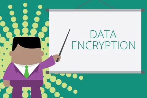 Writing note showing Data Encryption. Business photo showcasing Symmetrickey Stock Illustration