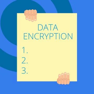 Writing note showing Data Encryption. Business photo showcasing Symmetrickey Illustrazione stock