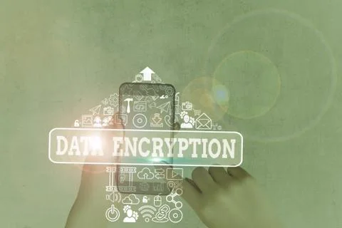 Writing note showing Data Encryption. Business photo showcasing Conversion of Stock Photos