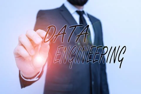 Writing note showing Data Engineering. Business photo showcasing data science Stock Photos