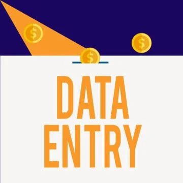 Writing note showing Data Entry. Business photo showcasing process of inputting Stockillustratie