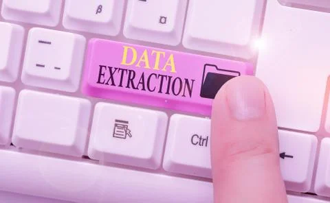 Writing note showing Data Extraction. Business photo showcasing act or process Stock Photos