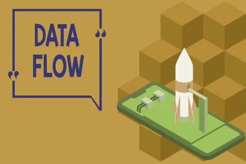 Writing note showing Data Flow. Business photo showcasing the movement of data イラスト素材