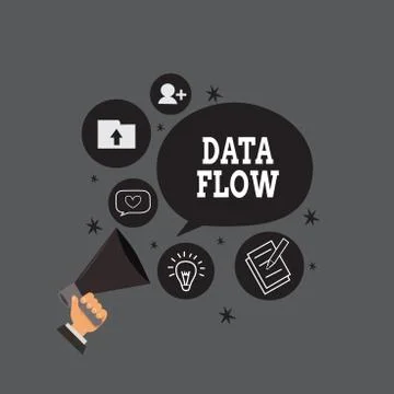 Writing note showing Data Flow. Business photo showcasing the movement of data 스톡 일러스트