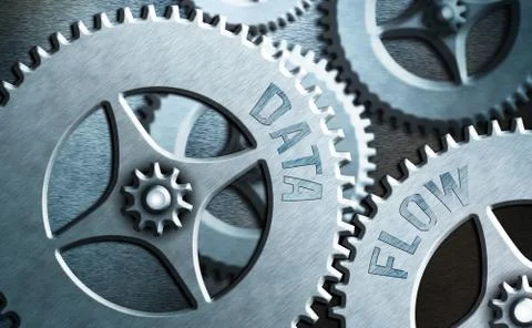 Writing note showing Data Flow. Business photo showcasing the movement of data Stock Illustration