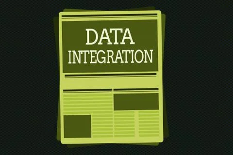 Writing note showing Data Integration. Business photo showcasing combination of Stock Illustration