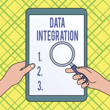 Writing note showing Data Integration. Business photo showcasing combination of Stock Illustration