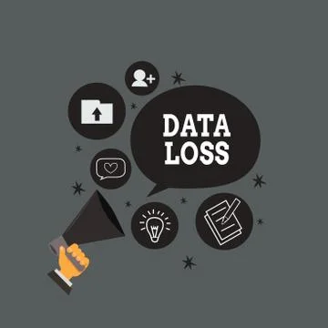Writing note showing Data Loss. Business photo showcasing process or event that Illustrazione stock