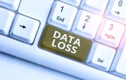 Writing note showing Data Loss. Business photo showcasing process or event that Stock Photos