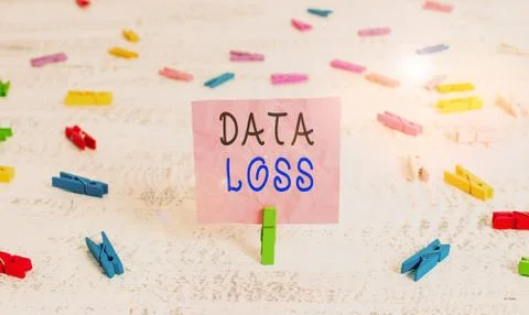 Writing note showing Data Loss. Business photo showcasing process or event that Stock Photos