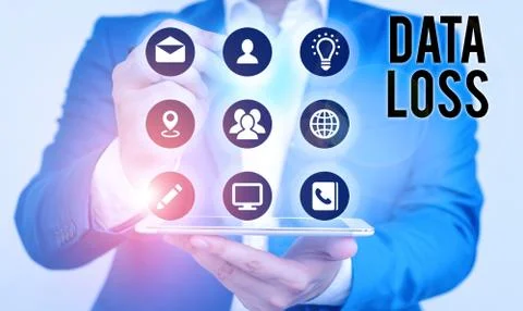 Writing note showing Data Loss. Business photo showcasing process or event that Stock Photos
