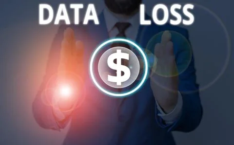 Writing note showing Data Loss. Business photo showcasing process or event that 스톡 사진