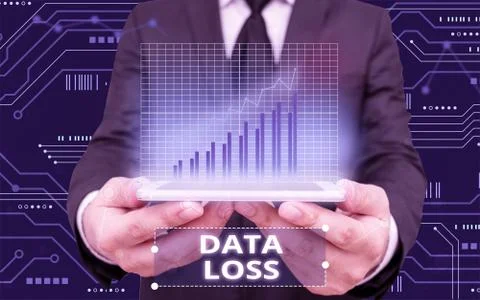 Writing note showing Data Loss. Business photo showcasing process or event that Stock Photos