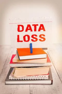 Writing note showing Data Loss. Business photo showcasing process or event that Foto stock