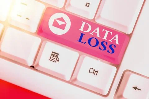 Writing note showing Data Loss. Business photo showcasing process or event that Stock Photos
