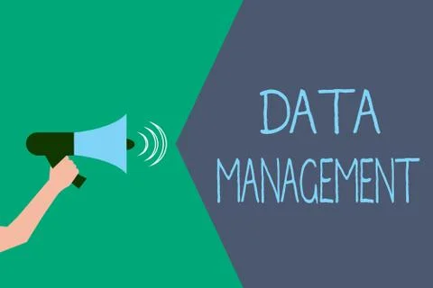Writing note showing Data Management. Business photo showcasing The practice of Illustrazione stock