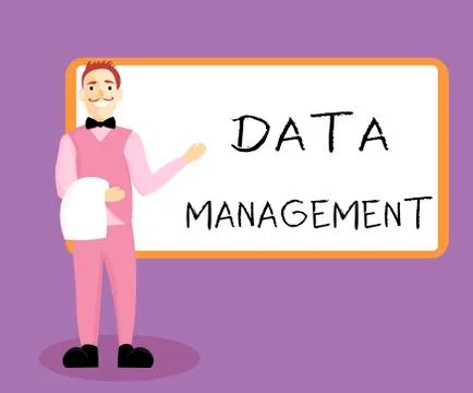 Writing note showing Data Management. Business photo showcasing The practice of Illustrazione stock