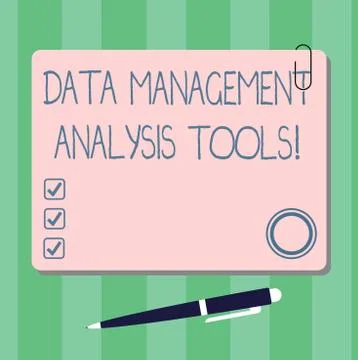 Writing note showing Data Management Analysis Tools. Business photo showcasing Stock Illustration