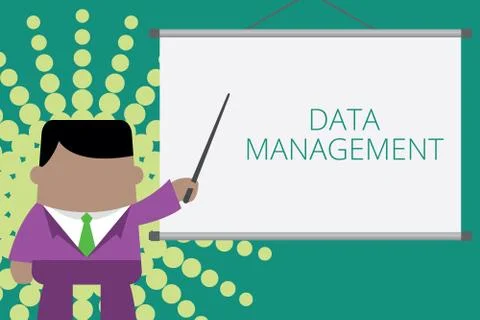 Writing note showing Data Management. Business photo showcasing The practice of Illustrazione stock