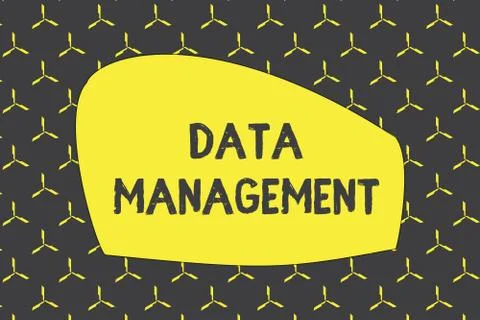 Writing note showing Data Management. Business photo showcasing The practice of Illustrazione stock
