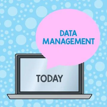 Writing note showing Data Management. Business photo showcasing The practice of Illustrazione stock