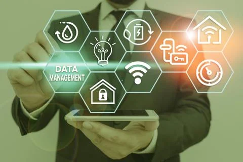 Writing note showing Data Management. Business photo showcasing disciplines 写真素材