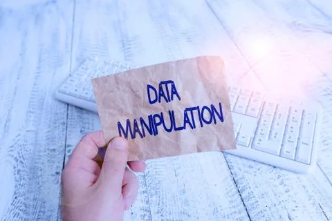 Writing note showing Data Manipulation. Business photo showcasing the process of Stock Photos