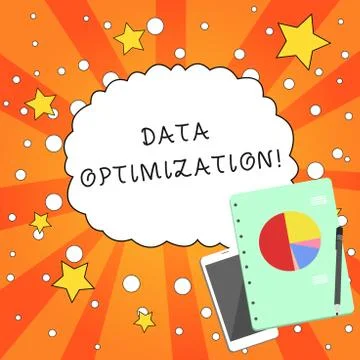 Writing note showing Data Optimization. Business photo showcasing process that Stock Illustration