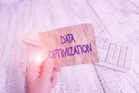 Writing note showing Data Optimization. Business photo showcasing process that 스톡 사진