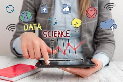 Writing note showing Data Science. Business photo showcasing multidisciplinary Stock Photos
