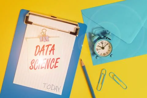 Writing note showing Data Science. Business photo showcasing multidisciplinary Stock Photos