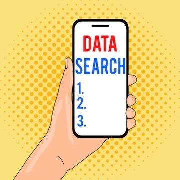 Writing note showing Data Search. Business photo showcasing gathers and reports Stock Illustration