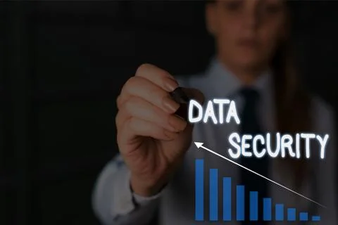 Writing note showing Data Security. Business photo showcasing Confidentiality Stock Photos