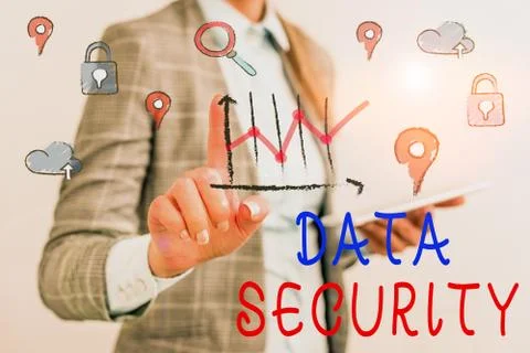 Writing note showing Data Security. Business photo showcasing the process of Stock Photos
