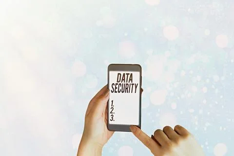 Writing note showing Data Security. Business photo showcasing Confidentiality Stock Photos