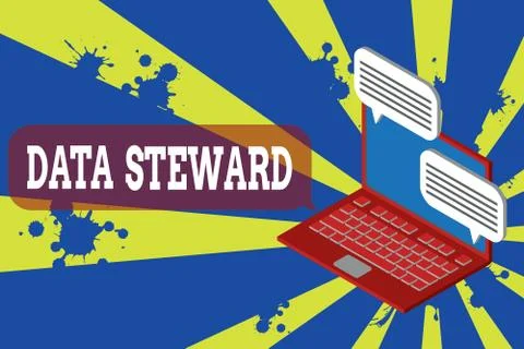 Writing note showing Data Steward. Business photo showcasing responsible for Stock Illustration