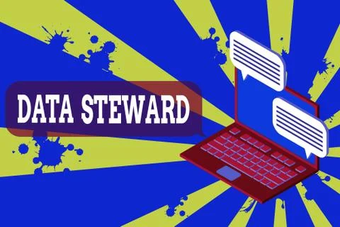 Writing note showing Data Steward. Business photo showcasing responsible for Stock Illustration