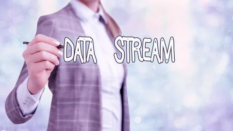 Writing note showing Data Stream. Business photo showcasing sequence of Foto stock