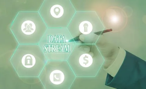 Writing note showing Data Stream. Business photo showcasing sequence of Foto stock