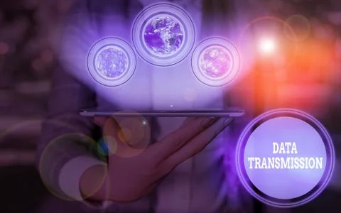 Writing note showing Data Transmission. Business photo showcasing sending data Stock Photos