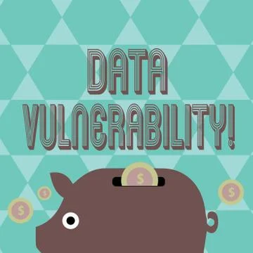 Writing note showing Data Vulnerability. Business photo showcasing weakness of a Stock Illustration