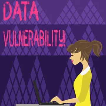 Writing note showing Data Vulnerability. Business photo showcasing weakness of a Stock Illustration
