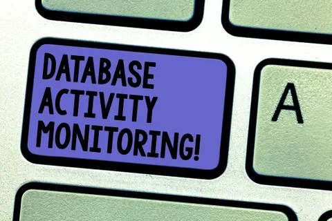 Writing note showing Database Activity Monitoring. Business photo showcasing the Stock Photos